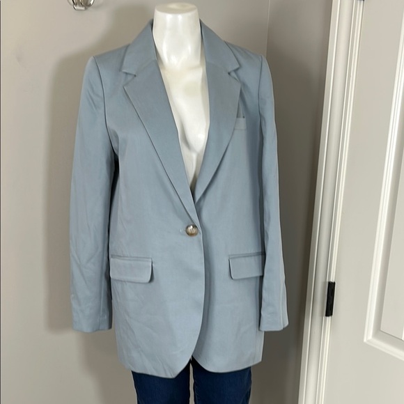 Madewell The Larsen Blazer in Drapeweave Blue Green Jacket Spring Sz M - Picture 4 of 16